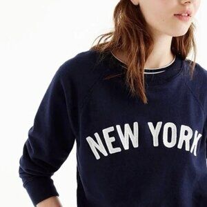 J. Crew New York Embroidered Navy Pullover
